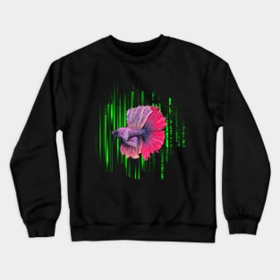 Betta Fish Purple and Pink Green Stripes Crewneck Sweatshirt